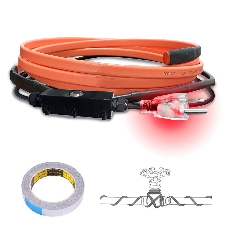 Cupohus Self-Regulating Heat Tape for Water Pipes 3FT, Waterproof Thermostat for Outdoor, Freeze Protection Heat Trace Cable for Metal, Plastic Home Pipes, Roof and RV, 110-120V - Image 1